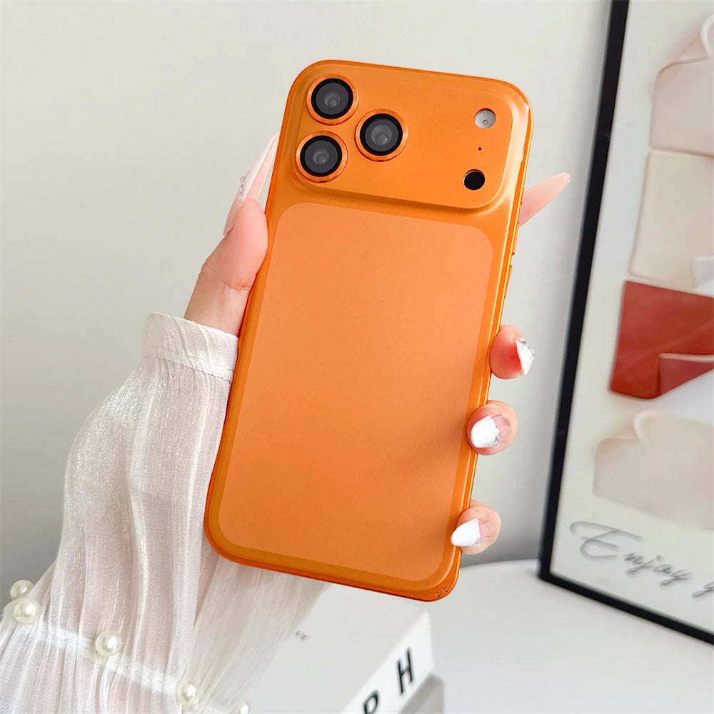 Metal Pure Frame Phone Case For iPhone 18 17 16 15 14 13 12 Pro Max Instant Convert Luxury Alloy Border Bumper Paste Phone Cover